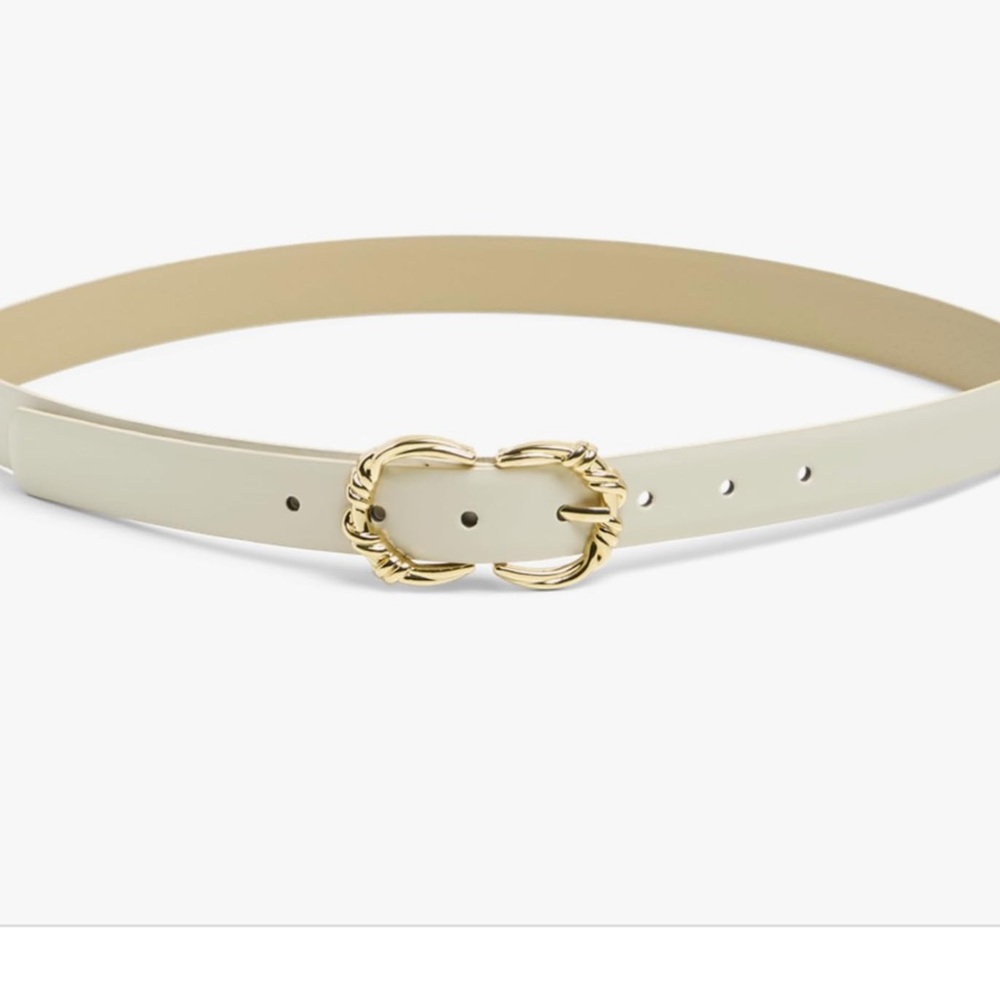 Pieces Cream Belt with Gold Buckle M/L